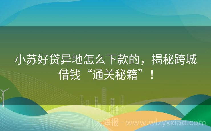 小苏好贷异地怎么下款的，揭秘跨城借钱“通关秘籍”！