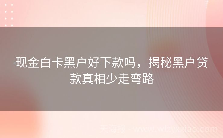 现金白卡黑户好下款吗，揭秘黑户贷款真相少走弯路