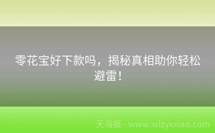 零花宝好下款吗，揭秘真相助你轻松避雷！