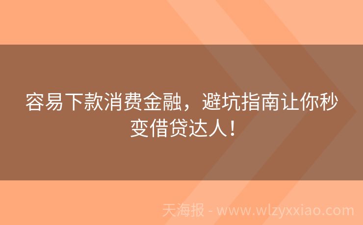 容易下款消费金融，避坑指南让你秒变借贷达人！