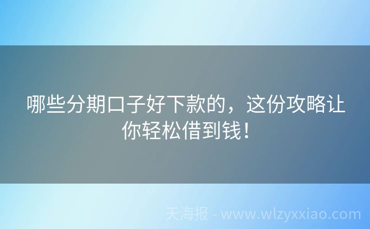 哪些分期口子好下款的，这份攻略让你轻松借到钱！