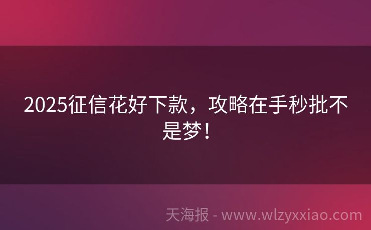 2025征信花好下款，攻略在手秒批不是梦！