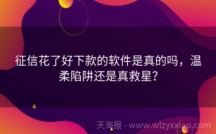 征信花了好下款的软件是真的吗，温柔陷阱还是真救星？