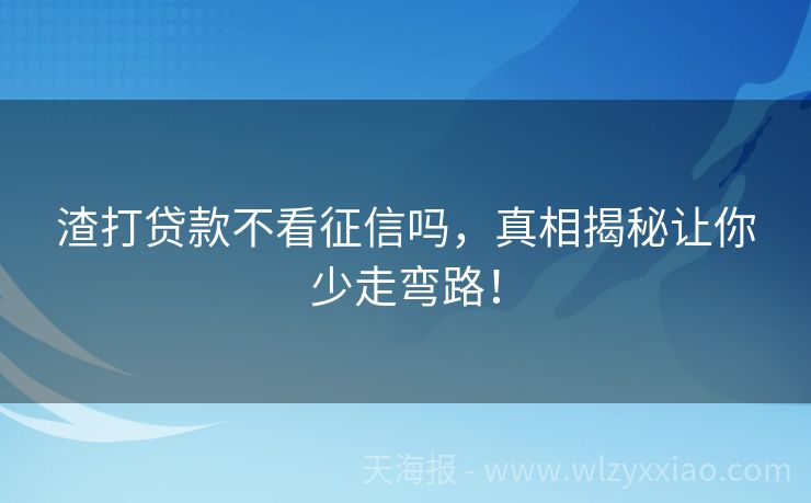渣打贷款不看征信吗，真相揭秘让你少走弯路！