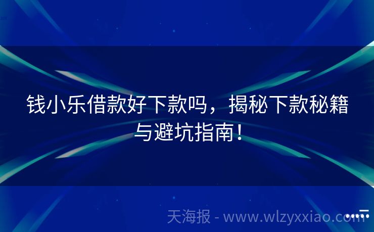 钱小乐借款好下款吗，揭秘下款秘籍与避坑指南！