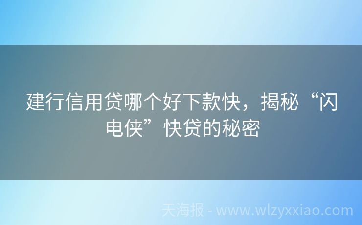 建行信用贷哪个好下款快，揭秘“闪电侠”快贷的秘密