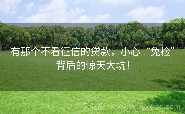 有那个不看征信的贷款，小心“免检”背后的惊天大坑！