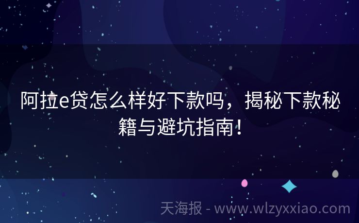 阿拉e贷怎么样好下款吗，揭秘下款秘籍与避坑指南！