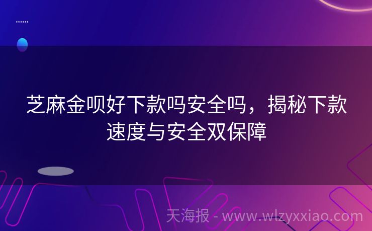 芝麻金呗好下款吗安全吗，揭秘下款速度与安全双保障