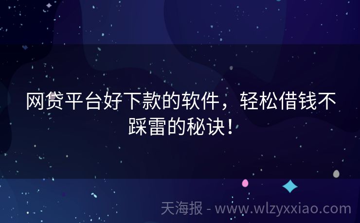 网贷平台好下款的软件，轻松借钱不踩雷的秘诀！