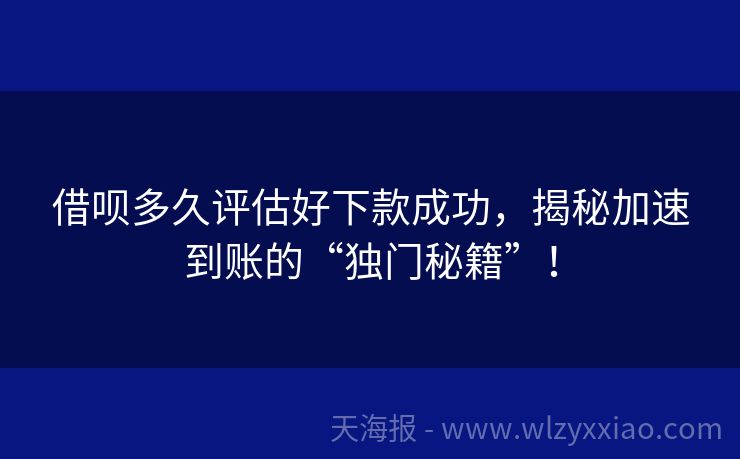 借呗多久评估好下款成功，揭秘加速到账的“独门秘籍”！