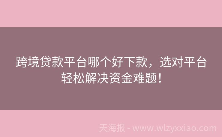 跨境贷款平台哪个好下款，选对平台轻松解决资金难题！