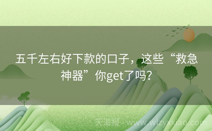 五千左右好下款的口子，这些“救急神器”你get了吗？