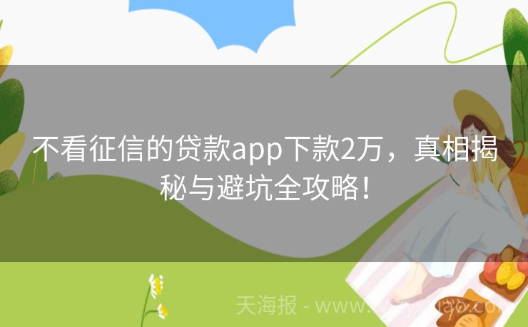 不看征信的贷款app下款2万，真相揭秘与避坑全攻略！