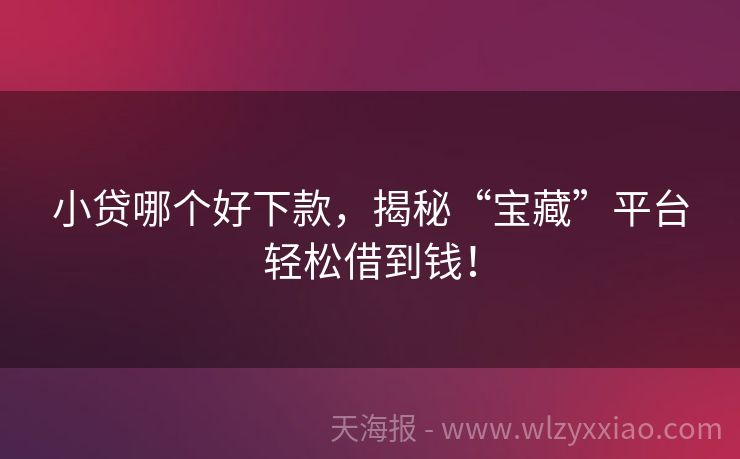小贷哪个好下款，揭秘“宝藏”平台轻松借到钱！