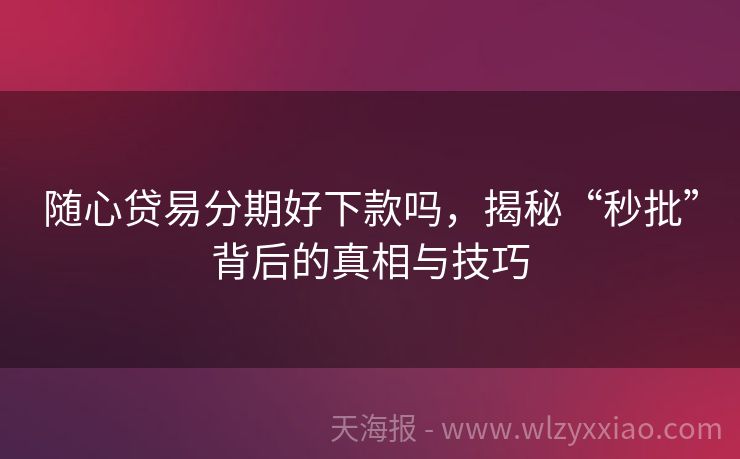 随心贷易分期好下款吗，揭秘“秒批”背后的真相与技巧