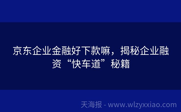 京东企业金融好下款嘛，揭秘企业融资“快车道”秘籍