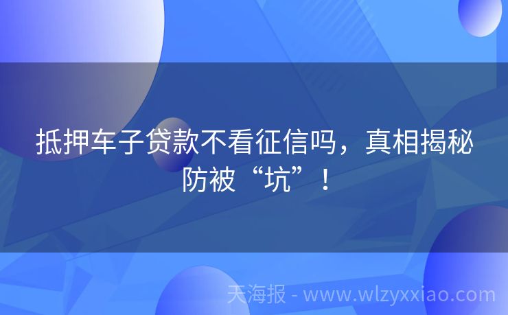 抵押车子贷款不看征信吗，真相揭秘防被“坑”！
