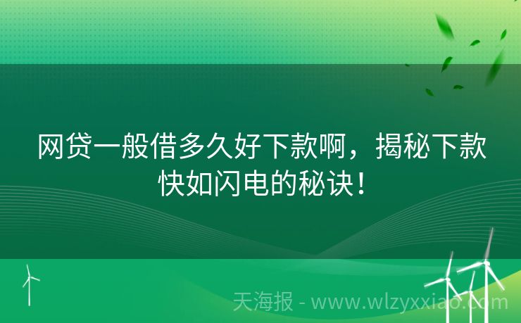 网贷一般借多久好下款啊，揭秘下款快如闪电的秘诀！