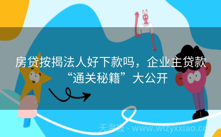 房贷按揭法人好下款吗，企业主贷款“通关秘籍”大公开