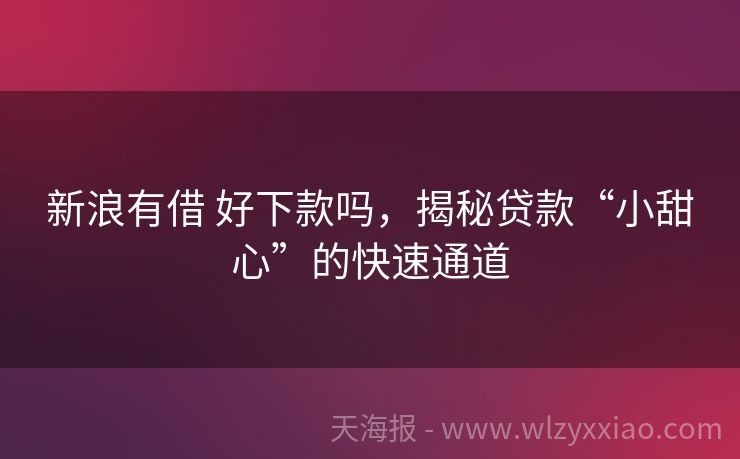 新浪有借 好下款吗，揭秘贷款“小甜心”的快速通道
