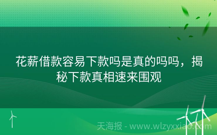 花薪借款容易下款吗是真的吗吗，揭秘下款真相速来围观