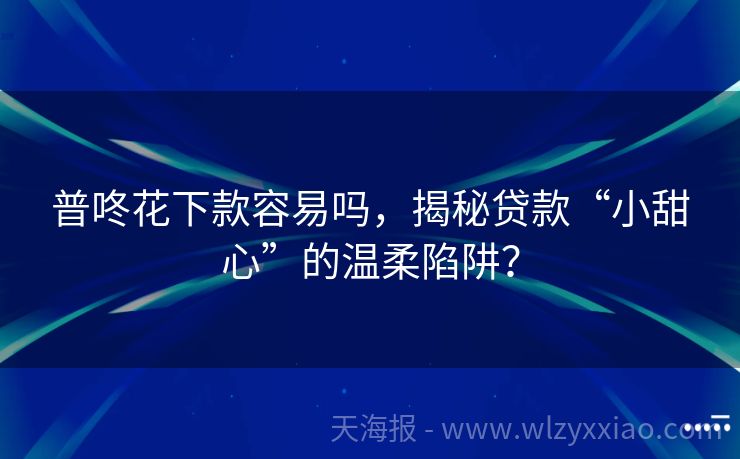 普咚花下款容易吗，揭秘贷款“小甜心”的温柔陷阱？