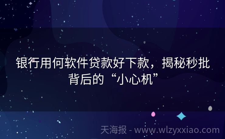 银行用何软件贷款好下款，揭秘秒批背后的“小心机”