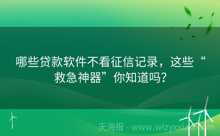 哪些贷款软件不看征信记录，这些“救急神器”你知道吗？