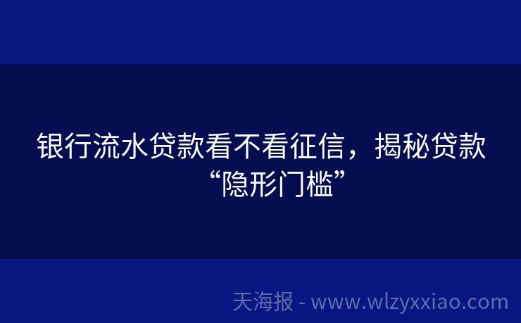 银行流水贷款看不看征信，揭秘贷款“隐形门槛”