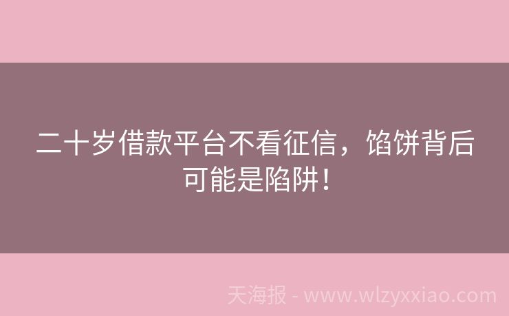 二十岁借款平台不看征信，馅饼背后可能是陷阱！