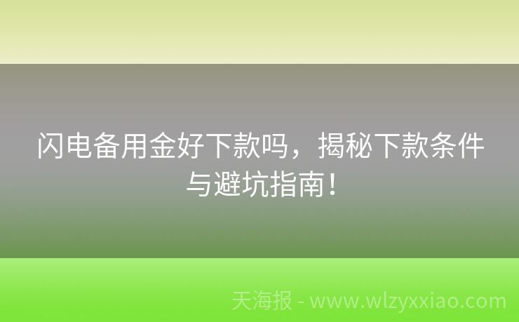 闪电备用金好下款吗，揭秘下款条件与避坑指南！