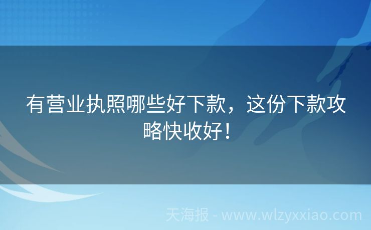 有营业执照哪些好下款，这份下款攻略快收好！
