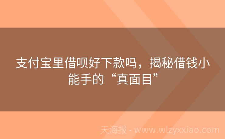 支付宝里借呗好下款吗，揭秘借钱小能手的“真面目”