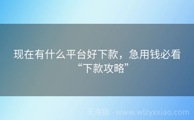 现在有什么平台好下款，急用钱必看“下款攻略”