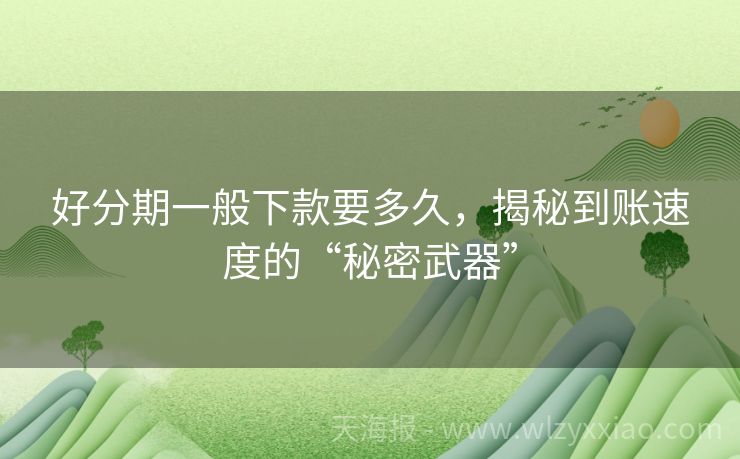 好分期一般下款要多久，揭秘到账速度的“秘密武器”