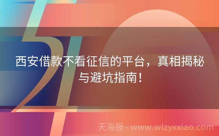 西安借款不看征信的平台，真相揭秘与避坑指南！