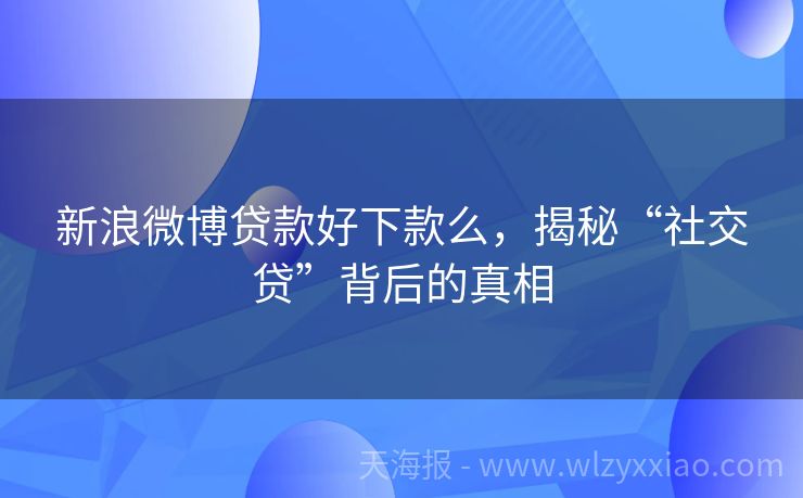 新浪微博贷款好下款么，揭秘“社交贷”背后的真相