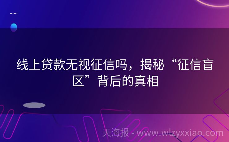 线上贷款无视征信吗，揭秘“征信盲区”背后的真相