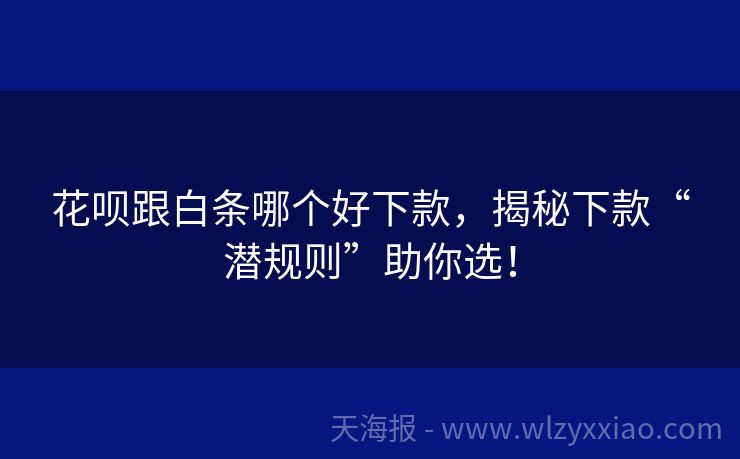 花呗跟白条哪个好下款，揭秘下款“潜规则”助你选！