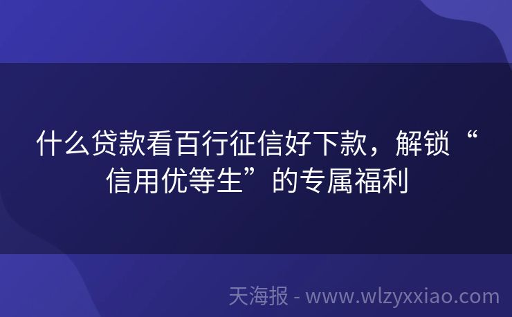什么贷款看百行征信好下款，解锁“信用优等生”的专属福利