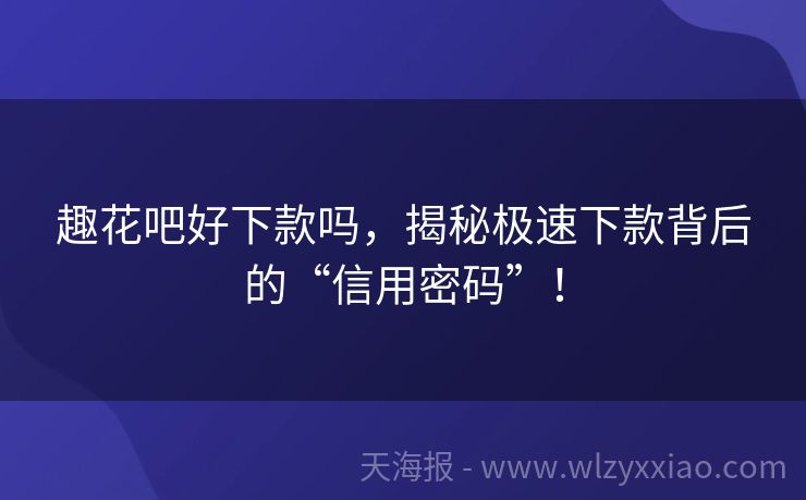 趣花吧好下款吗，揭秘极速下款背后的“信用密码”！
