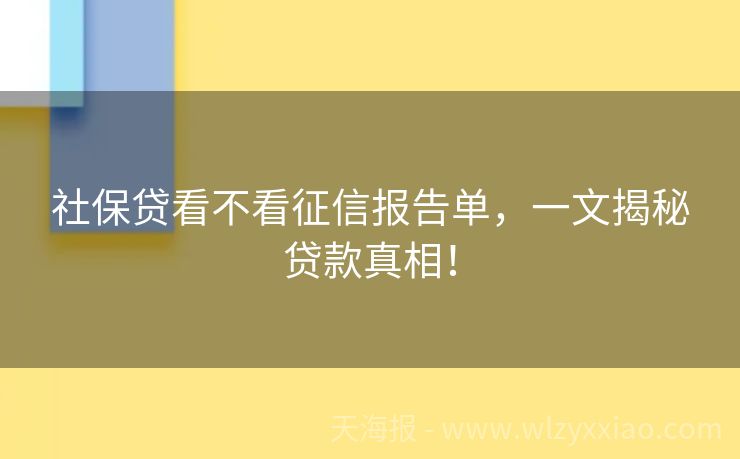 社保贷看不看征信报告单，一文揭秘贷款真相！