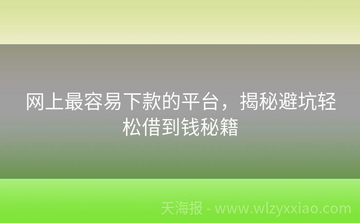 网上最容易下款的平台，揭秘避坑轻松借到钱秘籍
