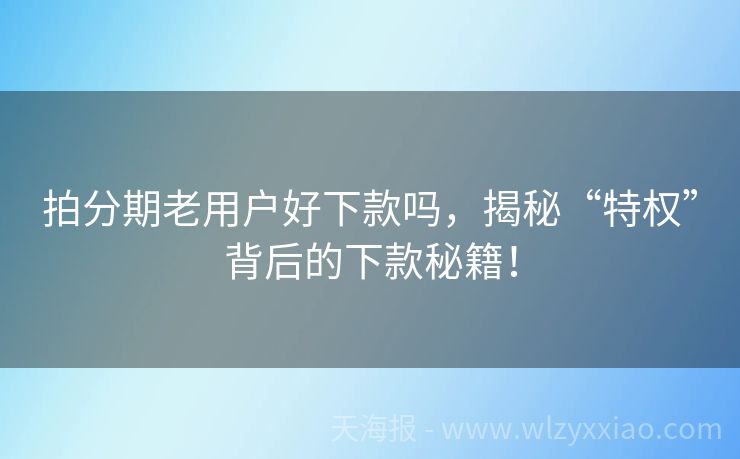 拍分期老用户好下款吗，揭秘“特权”背后的下款秘籍！