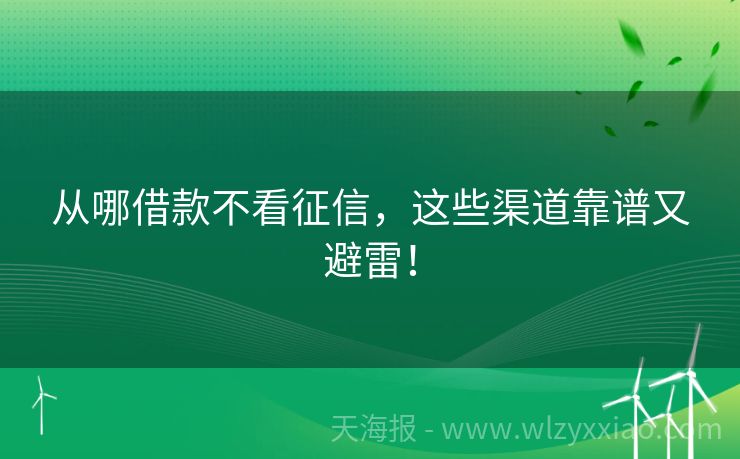 从哪借款不看征信，这些渠道靠谱又避雷！