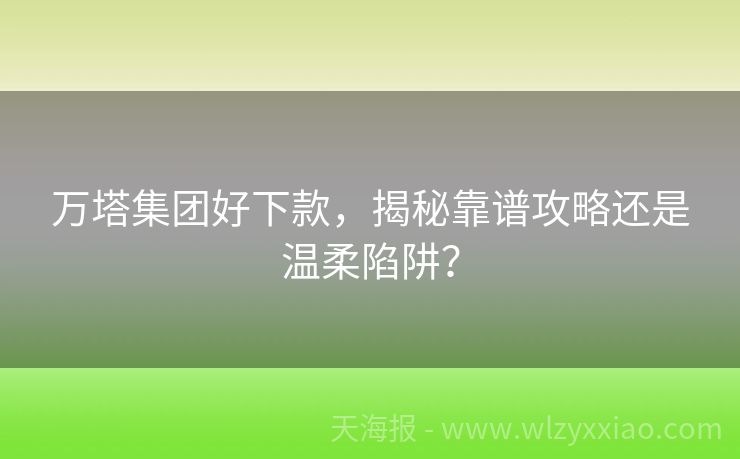 万塔集团好下款，揭秘靠谱攻略还是温柔陷阱？