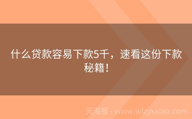 什么贷款容易下款5千，速看这份下款秘籍！