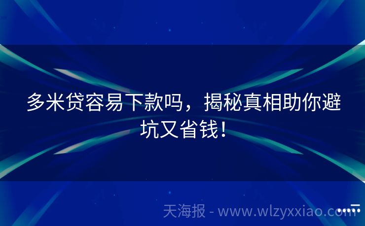 多米贷容易下款吗，揭秘真相助你避坑又省钱！