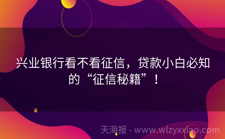 兴业银行看不看征信，贷款小白必知的“征信秘籍”！